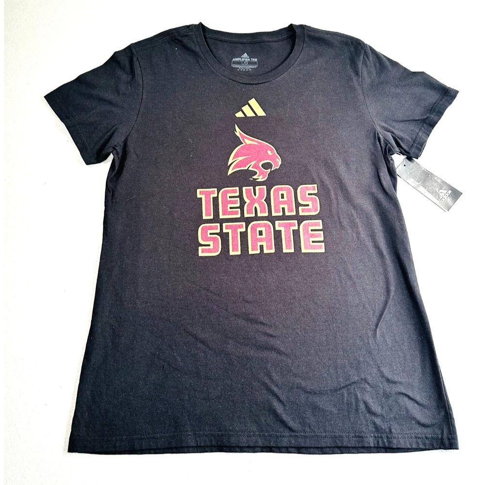 Adidas Texas State Bobcats Women's Large Black T-Shirt NCAA College Amplifier